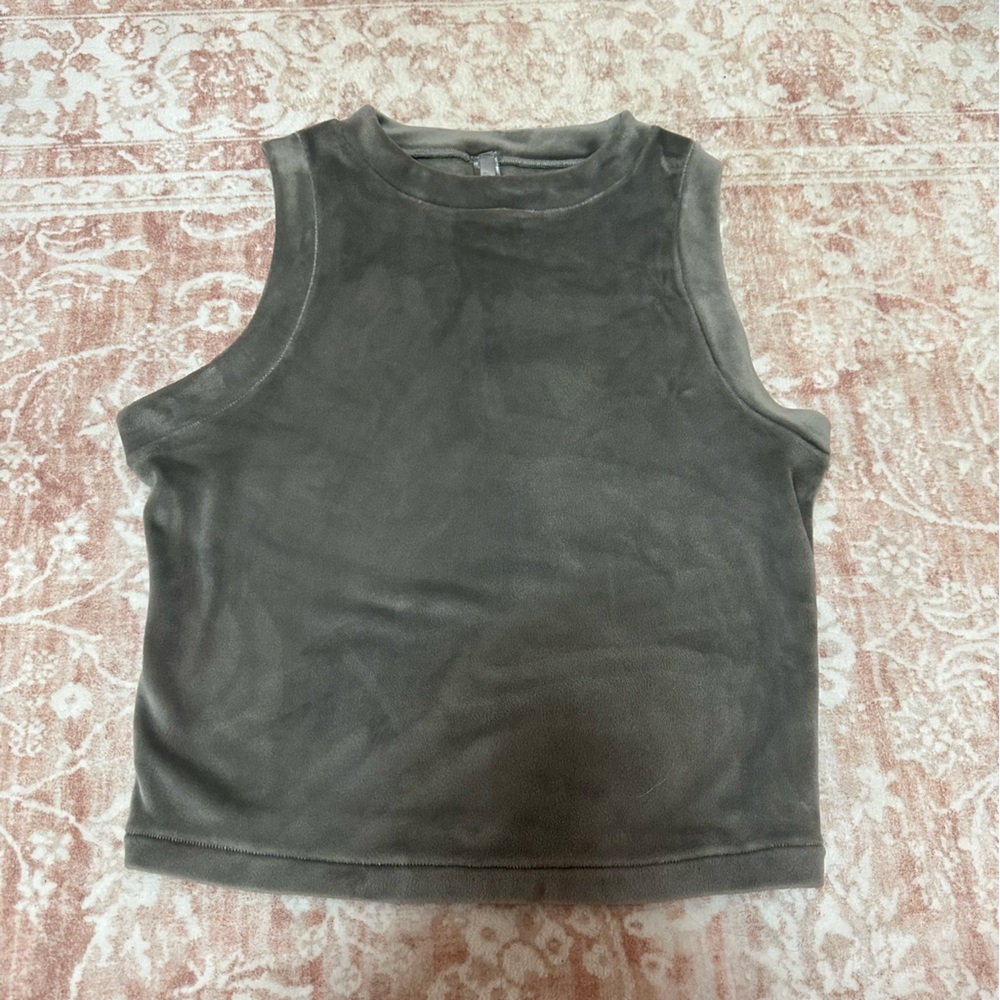 SKIMS Fleece Gray Smoke Crop Tank Top